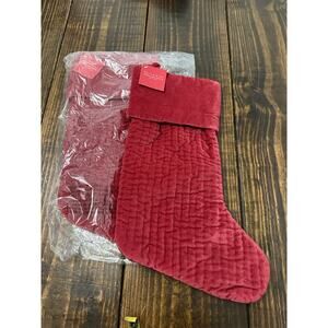 Pottery Barn Christmas velvet quilted boots set of 2 NWT